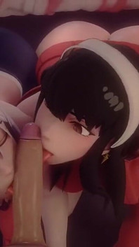 Yor Forger and Fiona Frost Having a Threesome with Loid Forger Double Blowjob Sex Hentai Dragk