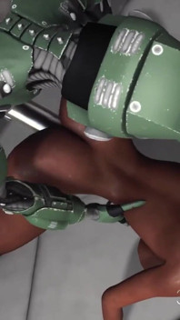 Sex on the exoplanet! Sci-fi android fucks hard a hot black girl in the base camp