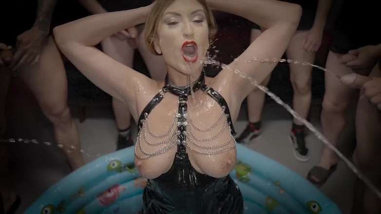 Threesome and GangBang: Sexy Cougar with Big Tits in Cum and Piss in...