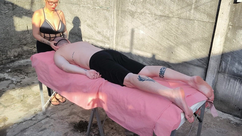 Carmona's films: Nude Massage Outdoors with Hot Blonde