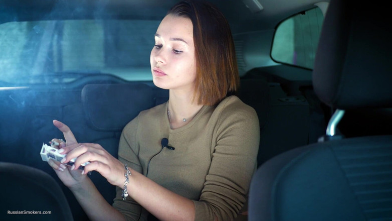 Russian Smokers: Sexy Russian Babe Smoking Cigarette Natural Setting