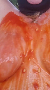 Julie Cunningham Sploshing - Short Slowed Down Clip of My Hug Tits Covered in Beans Being Shaken Side to Side Slowly