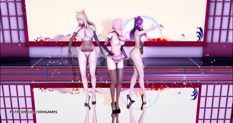 3D-Hentai Games: Tougen Renka - tarian erotik panas Striptis Ahri Kaisa Seraphine