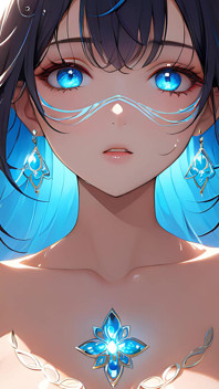 Trance of Light a Beautiful Young Woman with Mystical Glowing Markings