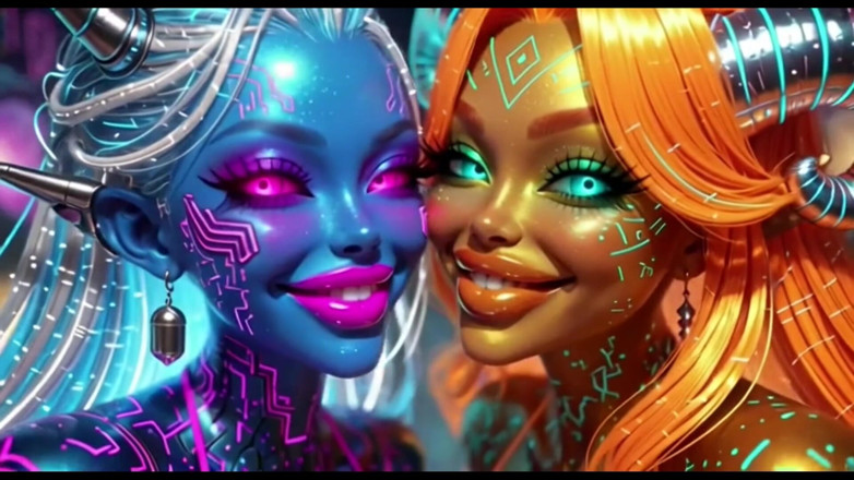 Hot girl dancing: Güzel uzaylılar güzel müzikte öpüşüyor, ai animasyon