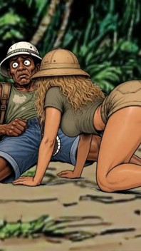 Extreme Blowjob and Fucking in the Jungle. White Wife and BBC