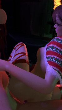 Sexig julälvaflicka som rider på jultomten kuk
