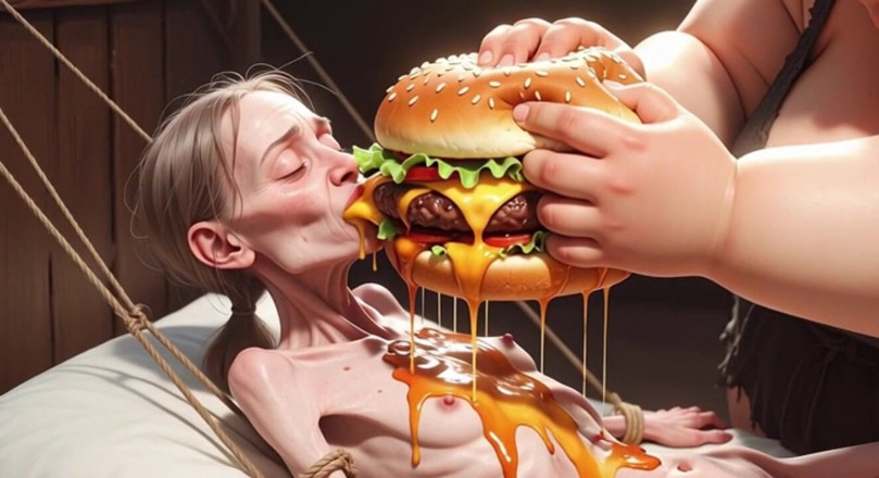 YOUR BEST FANTASY: Extremely Skinny Girl Fed by Massive SSBBW - Extreme Feederism Contrast