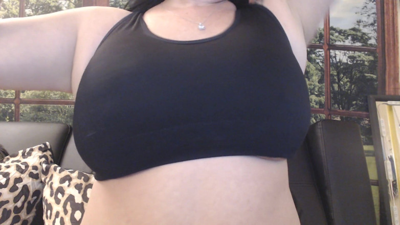 Abby Anna: Boobs drops sports bra hands