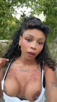 Young Slut Latina Flashing Tits Outside