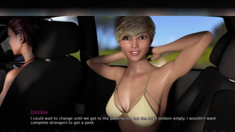 3DXXXTEEN2 Cartoon: Tres chicas calientes en un auto. 3D porno de dibujos animados...