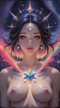 Shadow Oracle of the Void Storm with Rainbow Prism Spikes Cosmic Fantasy Ai Art Slideshow