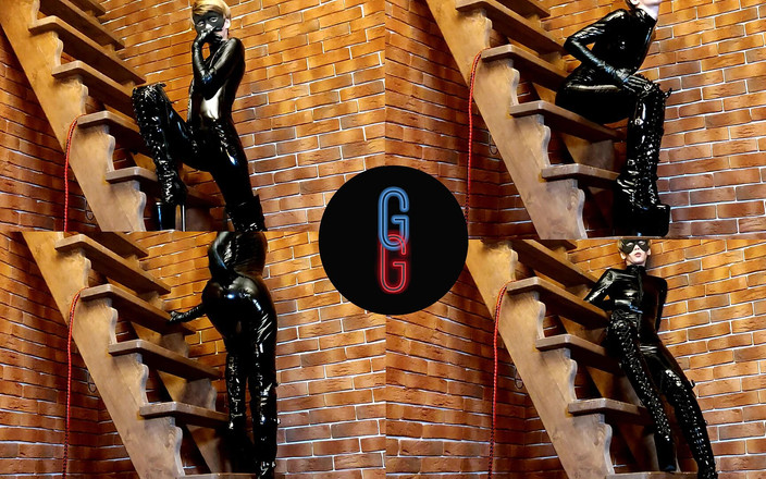 Night Games: Girl in latex suit posing for the camera