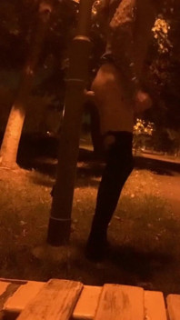 Slut Fucks Herself Against a Lamppost