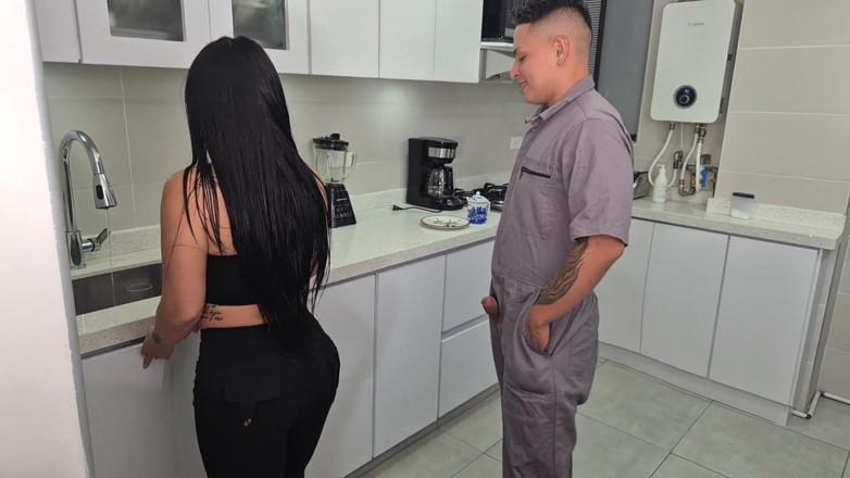 AlejandraPalacios: Cute Latina Pays Plomero Apprentice with a Good Ride on...