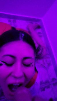 Latina Receiving Semen in Her Rich Little Mouth