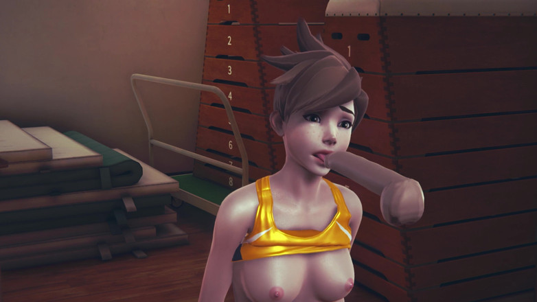 Waifu club 3D: Tracer licks cock and gets facial