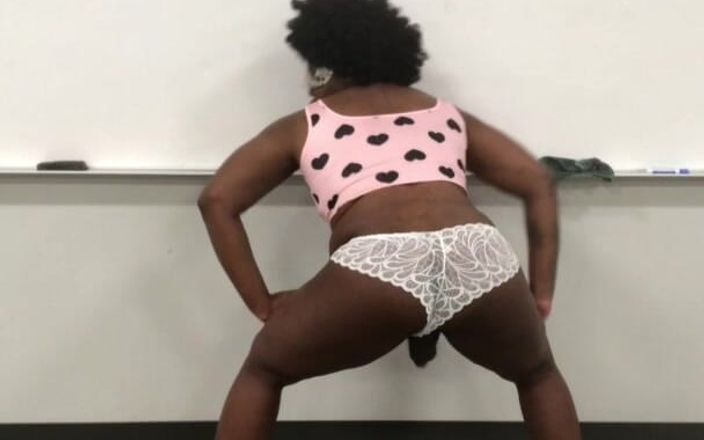 Black Flowers: Chubby Black Crossdresser Shaking Ass in College