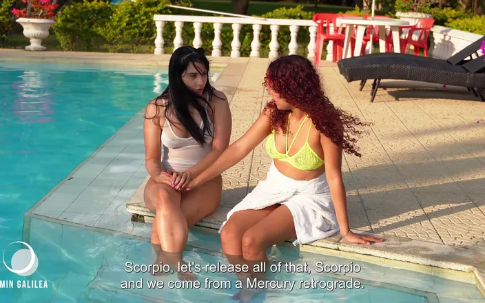 MinGalilea: Two lesbians in a pool wearing bikinis fuck hardcore - black...