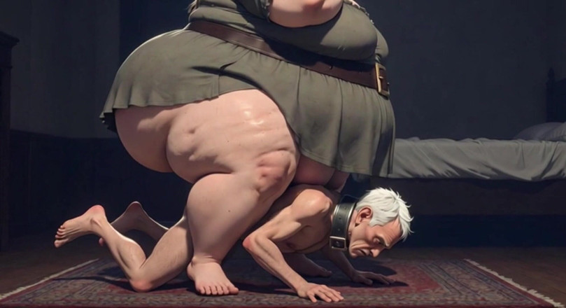 Anime Hentai: 그녀의 몸무게로 마른 노예를 분쇄하는 거대한 SSBBW Dominatrix - 굴욕