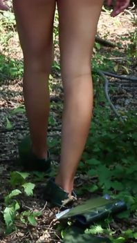 Skinny Teen Walking Naked Trough the Forest