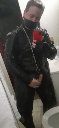 Leather Biker Jerking off in Leather Suit