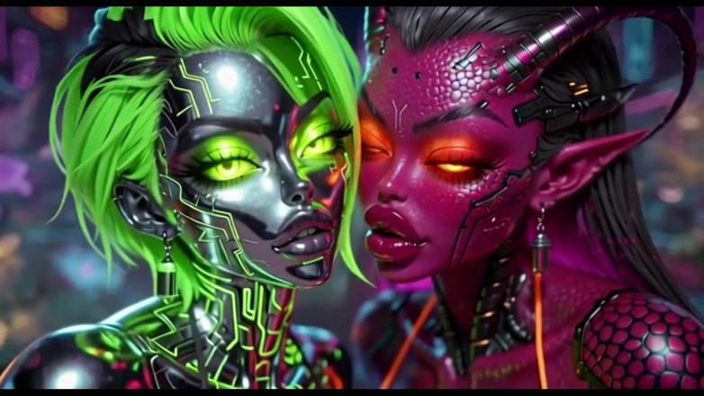 Hot girl dancing: Beautiful Aliens Kiss on Nice Music, Ai Animation
