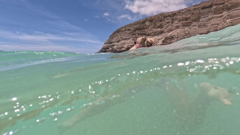 Emma Voyeur: Girl Wetting Jeans in the Ocean and Swimming in Wet...