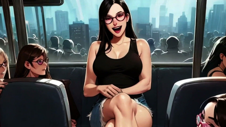 Spicy Toons: Lin hace una paja con el pie en el tren