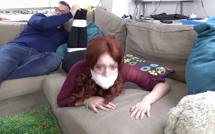 Restricting Ropes: Luna Grey - Gag horny chick bound gagged tickling