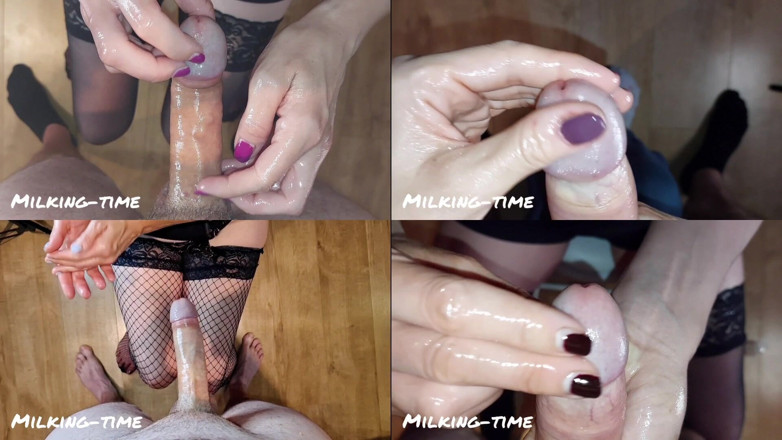 Milking-time: C'sono dappertutto! Compilazione di sborrata a schermo diviso 5