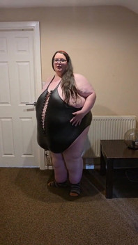 Sexy SSBBW Ass and Belly Walking in Leather Suit Part 2