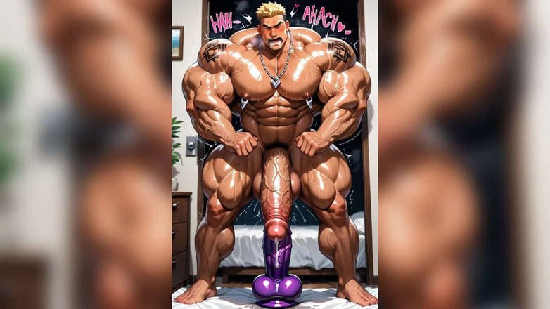 AI Blk: Muskulös stor kuk gay röv knulla sperma