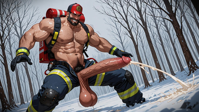 Erotic Man: Ai porn hardcore menampilkan petugas pemadam kebakaran kontol besar