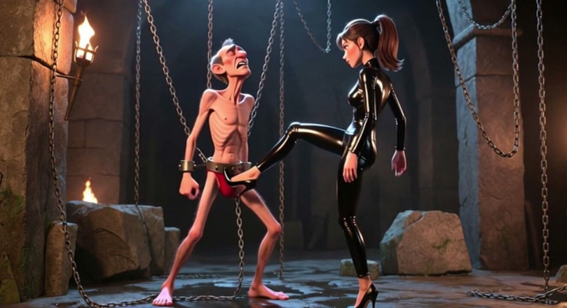 YOUR BEST FANTASY: Ballbusting - Dominatrix calcia le palle dell'uomo legato