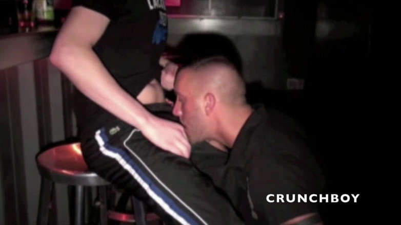 Sneaker gay: Sneaker submission in public bar with scally lads
