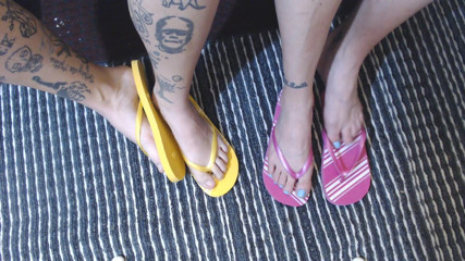 Abby Anna: Double flip flop foot fetish play