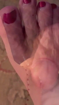 Cum on Stepaunt's Feet with Red Nails and Anklet JOI Dirty Talk MILF GILF Footjob
