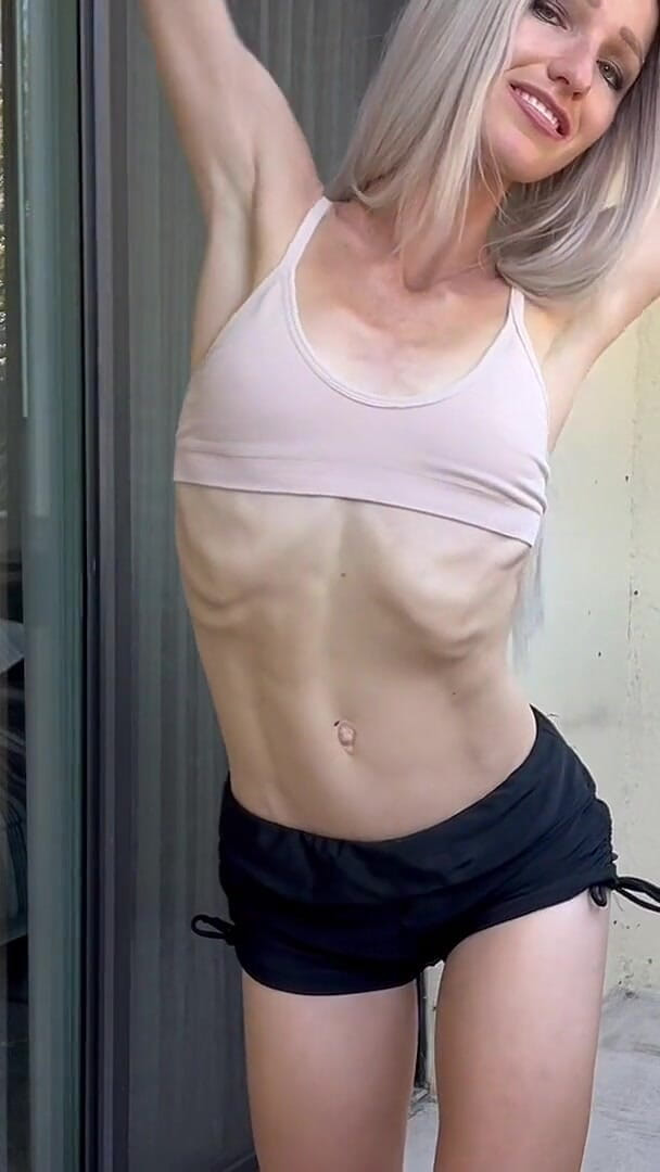 Outdoor Stretching with Skinny Blonde Dancer (Elaina Button)