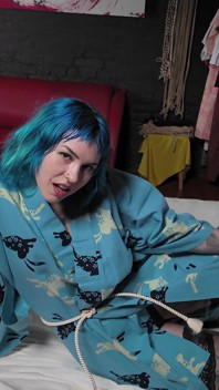 Tattooed Blue Hair Babe Wants Your Attention - Powerful Magic Wand Orgasm on Camera
