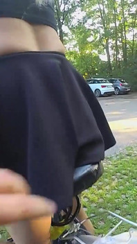 Public Nudity While Cycling!! Tranny Girl Rides Not Only the Bike, Also a Dildo!