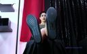 Rebecca Diamante Erotic Femdom: Ballet Flats Dangling and Feet Soles Worship in Silence