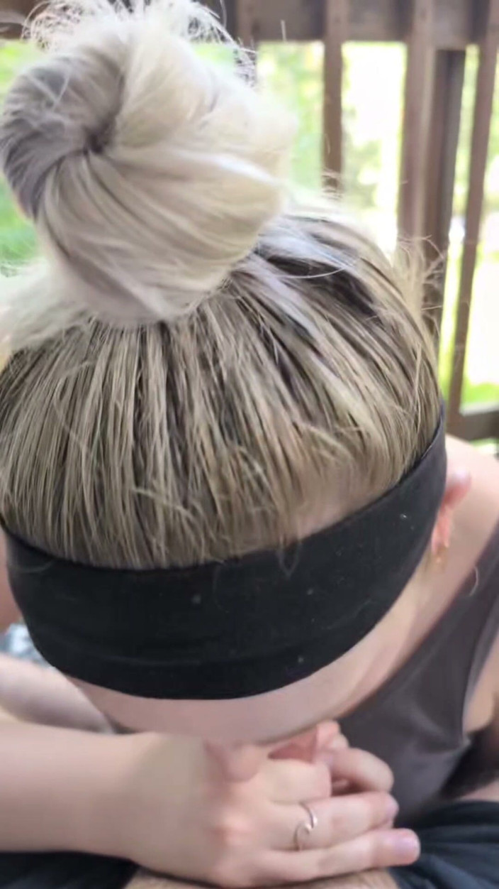 Snight69: Blonde Beauty Giving a Wet Blowjob on the Patio