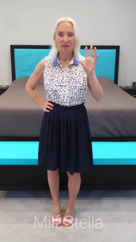 Blue Dress with Pink Mules