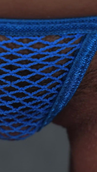 Ariel Andrews - Blue Mesh Micro Thong