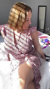 MILF in Sundress Solo W Glass Dildo