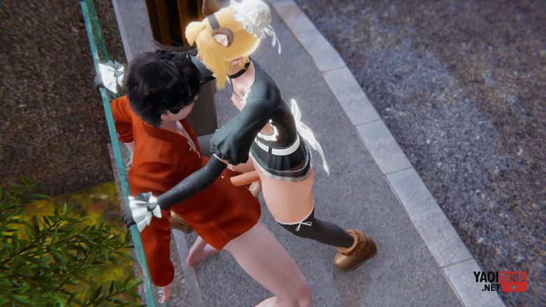 Yaoitube: Yaoi - seksowna pokojówka femboy jest publicznie zerżnięta
