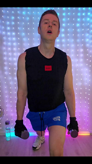 Roman Heart: Fitness Workout in Blue Ck Shorts