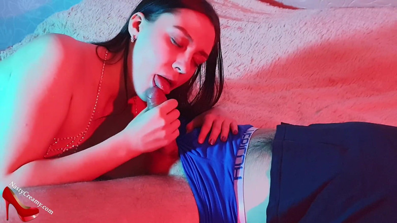 Nasty Creamy: Babe passionate sucking big dick lover and cum in mouth...