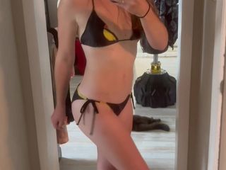 Eva Summers: Eva Summers seksi genç sıkı sarışın bikini striptiz meme bırakma